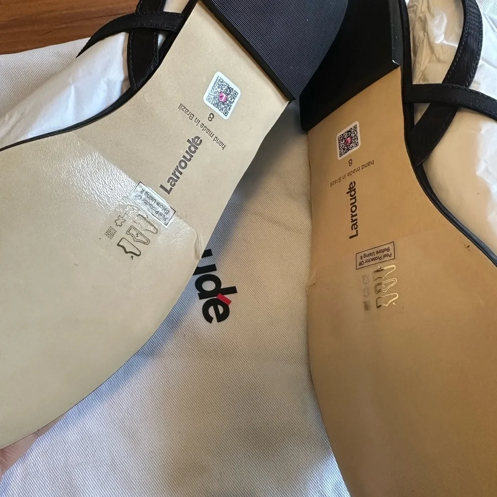 Larroude Black Strappy Sandals with Crystal Embellishments - Picture 4 of 6